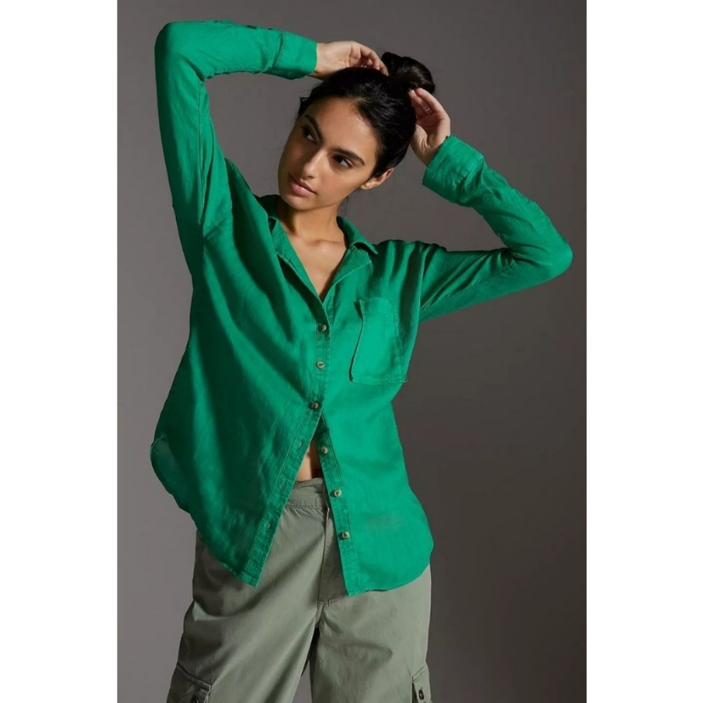 Anthropologie Green Button Down Shirt